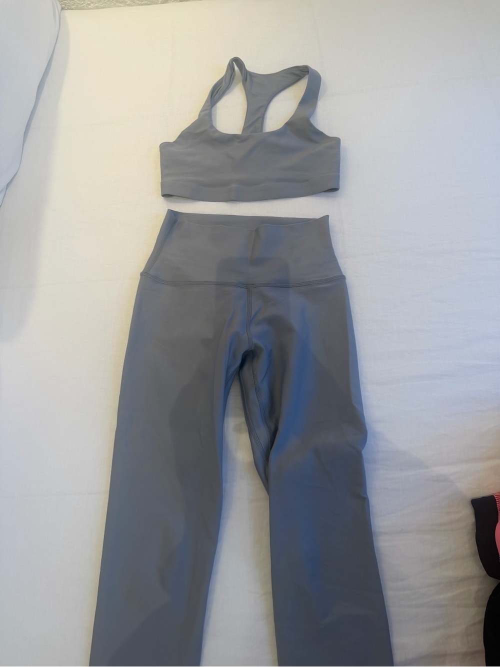 Aritzia TNA Gray Racerback Sports Bra and High-Waist Leggings Set